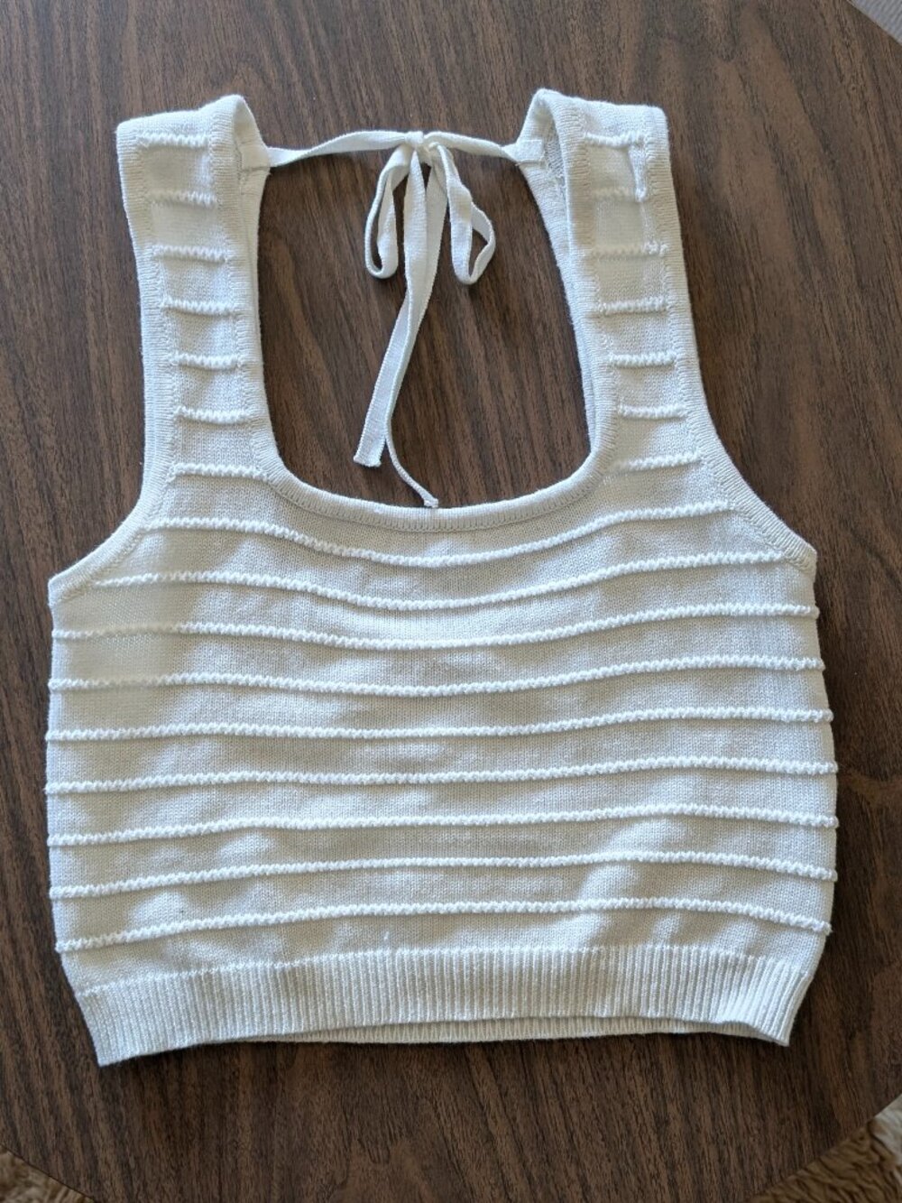 Flat White 100% Cotton Crop Tank with Back Tie